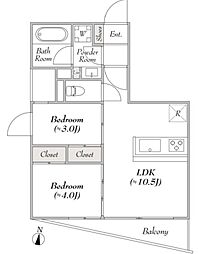 LUMIEC HONCHO EAST 1階2LDKの間取り