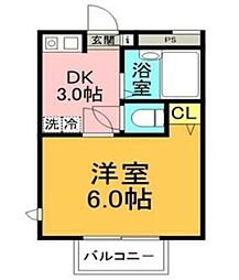 ヒルトップ鶴川 1DKの間取図画像