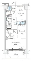 スカイグランデ津田沼 2LDKの間取図画像