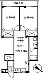 セント西井 2DKの間取図画像
