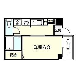 トラストアビコ 1Kの間取図画像