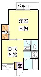 シャトルハウス2 1DKの間取図画像