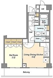 ウィルテラス滝野川 2階1LDKの間取り