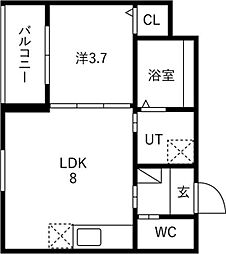 F ASECIA POLAKE 1LDKの間取図画像