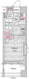 プレール・ドゥーク蔵前 1Kの間取図画像