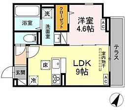 JR中央線 吉祥寺駅 4.6kmの賃貸アパート 1階1LDKの間取り