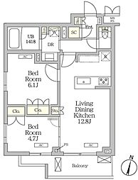 ミレーネ滝野川 2LDKの間取図画像