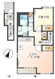 サンプレイス 1LDKの間取図画像