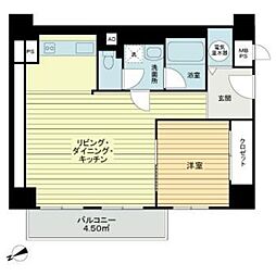 JR山手線 五反田駅 徒歩5分の賃貸マンション 3階1LDKの間取り