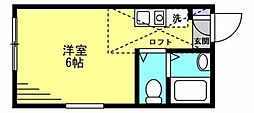 ペアパレス江古田 2階ワンルームの間取り