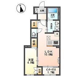 TheNOOKwest 1LDKの間取図画像