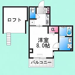 RIHITO堺 1Kの間取図画像