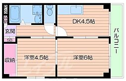 ラパンジール京橋 2階2DKの間取り