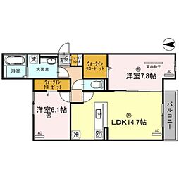 スペチアーレ巽中A棟 2SLDKの間取図画像