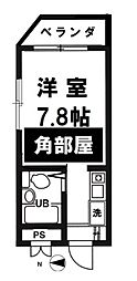 高円寺ヴィレッヂ ワンルームの間取図画像