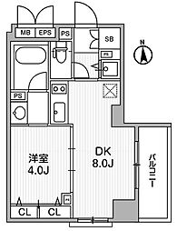 クリオ三田ラ・モード 1DKの間取図画像