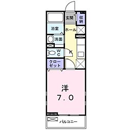ヴァンクール2 1Kの間取図画像