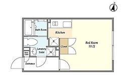 ライトテラス中野坂上 2階ワンルームの間取り