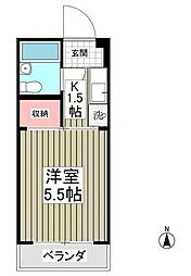 シャトール田口戸塚1 1Kの間取図画像