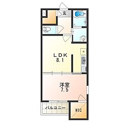 Fujiespaceheureux 1LDKの間取図画像
