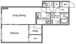 オーパスホームズ白山 9階1LDKの間取り