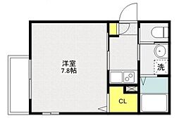 Aube鳩ヶ谷本町 1Kの間取図画像