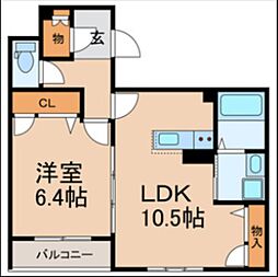 Prendre 1LDKの間取図画像