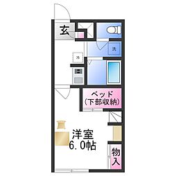 レオパレスパディーフィールド 1Kの間取図画像