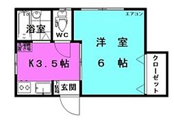 寺沢荘 2階1Kの間取り
