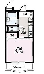 ペルル 1Kの間取図画像