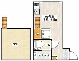 ウェルストン弥生町 2階ワンルームの間取り