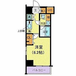 東京メトロ半蔵門線 清澄白河駅 徒歩9分の賃貸マンション 6階1Kの間取り