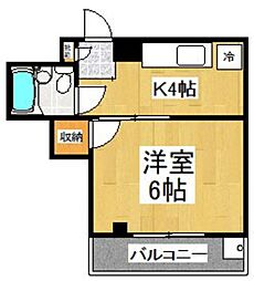 グリーンハイツ黒川 1Kの間取図画像