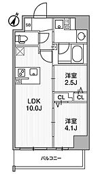 台東区日本堤2丁目マンション 2LDKの間取図画像