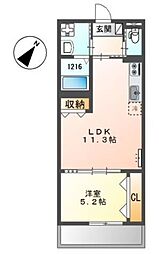 戸田市笹目3丁目新築アパート 1LDKの間取図画像