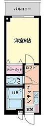 ヒバリーヒルズ 1Kの間取図画像