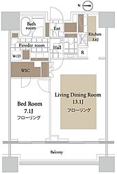 コンシェリア西新宿タワーズウエスト 1LDKの間取図画像