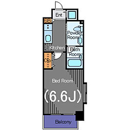 JR山手線 浜松町駅 徒歩1分の賃貸マンション 6階1Kの間取り