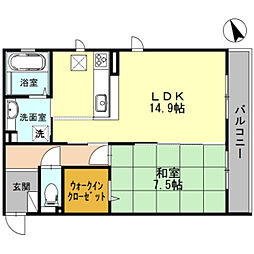 ラグリシンヌカーサ 1LDKの間取図画像