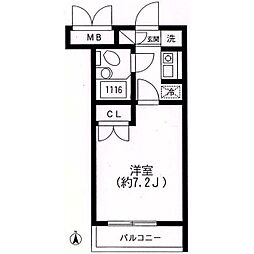 スカイヒル生田 1Kの間取図画像
