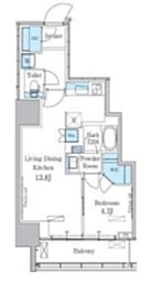 パークアクシス横濱関内スクエア 1LDKの間取図画像