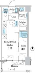デュオフラッツ台東三ノ輪 1LDKの間取図画像
