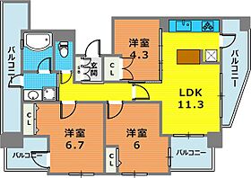 GROOVE神戸レジデンス 701 ｜ 兵庫県神戸市兵庫区兵庫町１丁目2-12（賃貸マンション3LDK・7階・63.31㎡） その2