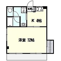 コーポウルシド 1Kの間取図画像