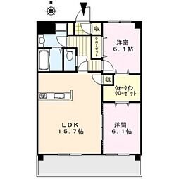 レジデンシャル 2LDKの間取図画像