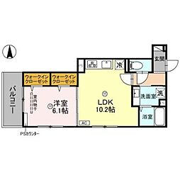 GRAAM深草 South 1LDKの間取図画像
