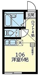 ユナイト白楽マッフィー ワンルームの間取図画像