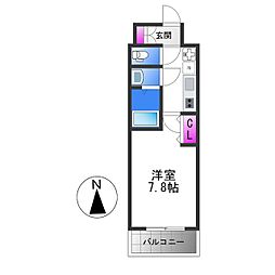 セオリー大阪EAST DOOR 1Kの間取図画像