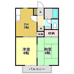ハイツ築地C 2DKの間取図画像