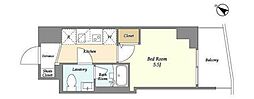 プライマル戸越銀座 1Kの間取図画像